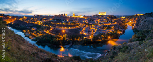 Panoramic at sunset, "Mirador del Valle", Toledo city, Toledo, Castilla-La Mancha, Spain, Europe