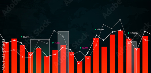 Stock market uptrend graph economic recovery 2020. World Economy boost stock exchange investment and coronavirus impact. Banking and forex investment graph