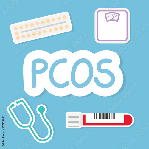 PCOS (Polycystic ovary syndrome) acronym concept - vector illustration