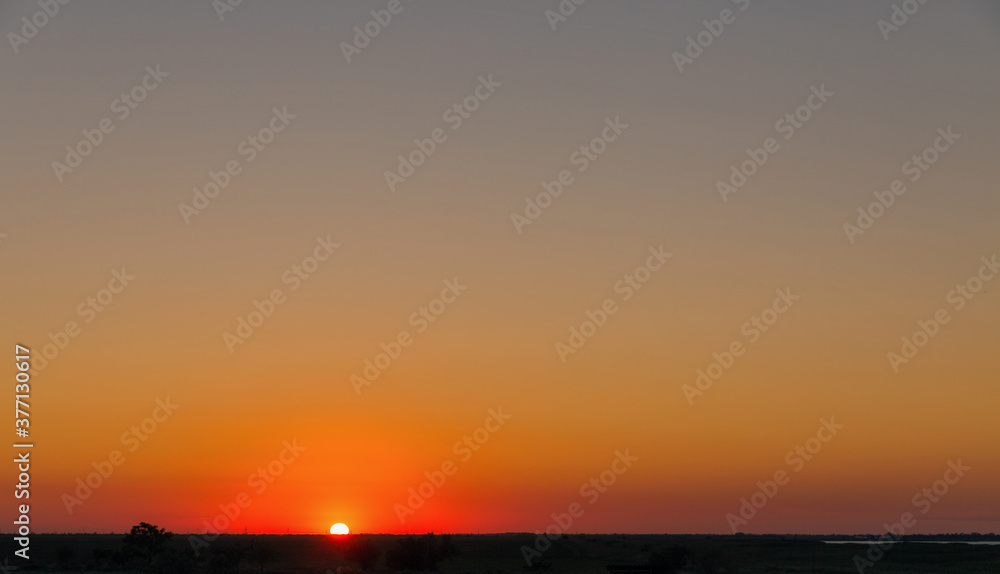 Sunset in Bessarabian steppe, Ukraine.