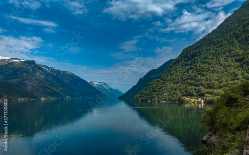 Breathtaking landscapes along the Hardanger fjord and its inner branches, in the traditional Hardanger district of Vestland in Norway. © Luis