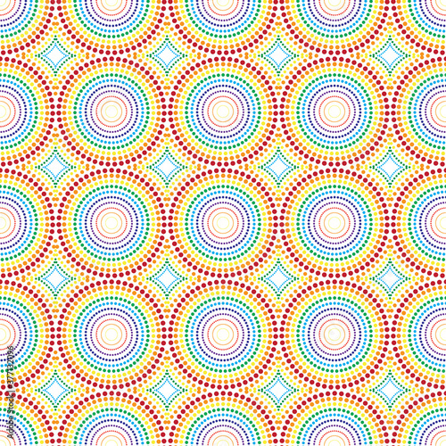 Seamless abstract background with concentric dotted circles.