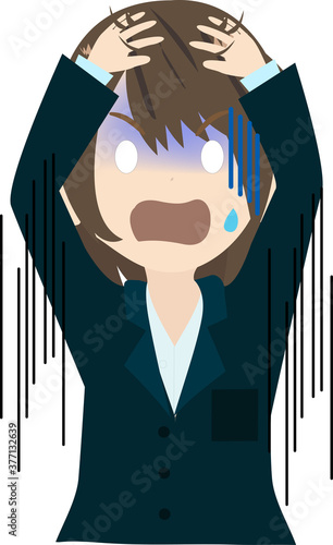 すごい焦るビジネスウーマンのイラスト