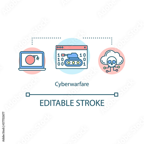 Cyberwarfare digital attack concept icon