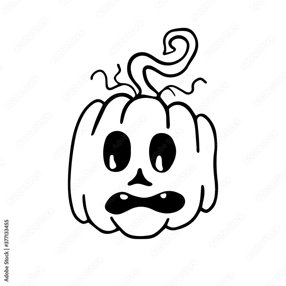 Fototapeta premium Halloween pumpkin on white background. Happy Halloween holiday. Vector illustrasion.