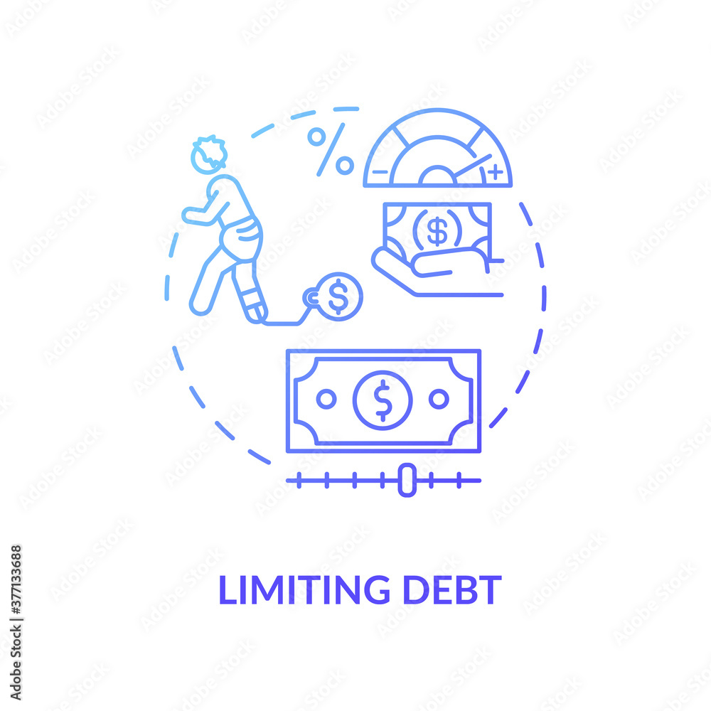 Limiting fund concept icon. Saving strategy. Money using tip. Success investment in business. Financial literacy idea thin line illustration. Vector isolated outline RGB color drawing Limiting fund concept icon. Saving strategy. Money using tip. Success investment in business. Financial literacy idea thin line illustration. Vector isolated outline RGB color drawing