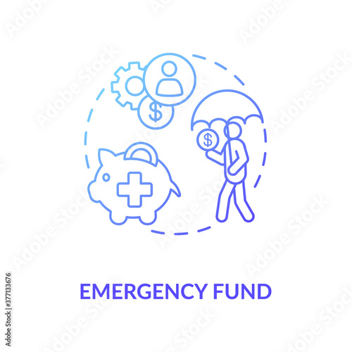 Emergency fund concept icon. Life saving cash ideas. Wealthy future life advices. Business budget increasing strategies idea thin line illustration. Vector isolated outline RGB color drawing