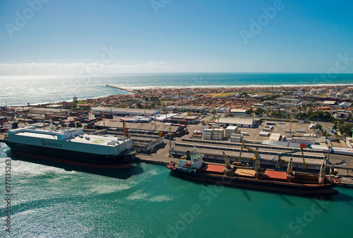 Porto do Mucuripe da cidade de Fortaleza - Praia do Futuro no fundo. photo