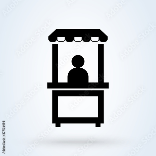 Promotion stand vector icon, exhibition symbol. Modern for website and mobile application. The flat icon stood isolated on the promotional white background. Simple modern icon design illustration.