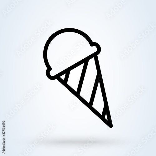 Ice cream cone icon isolated. Trendy vector chocolate cram symbol for website design, mobile app button. Logo ice cream illustration. Simple modern icon illustration.