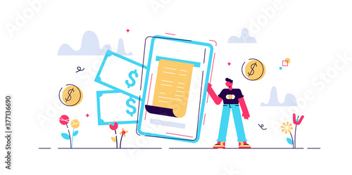 Digital bill vector illustration. Flat tiny 