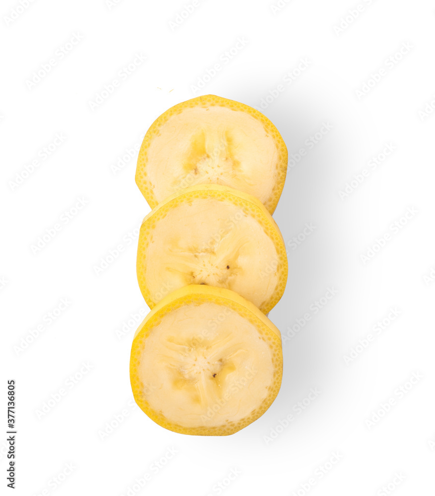 Banana slices isolated on white background Banana slices isolated on white background