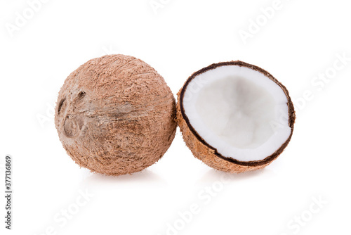 Coconut on the white background