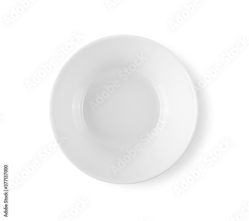 Empty ceramic plate isolated on white backgroud