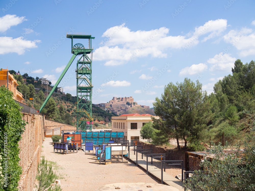 Industrial zone near the Cardona salt mines with the Cardona Castle on the horizon, Spain Industrial zone near the Cardona salt mines with the Cardona Castle on the horizon, Spain