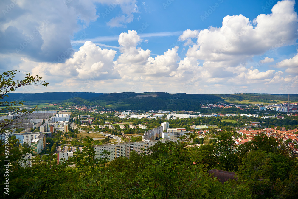 panorama of the city of Jena in Sunny weather