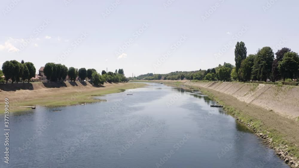 Aerial view of Kupa river crossing Sisak city, Croatia. Aerial view of Kupa river crossing Sisak city, Croatia.