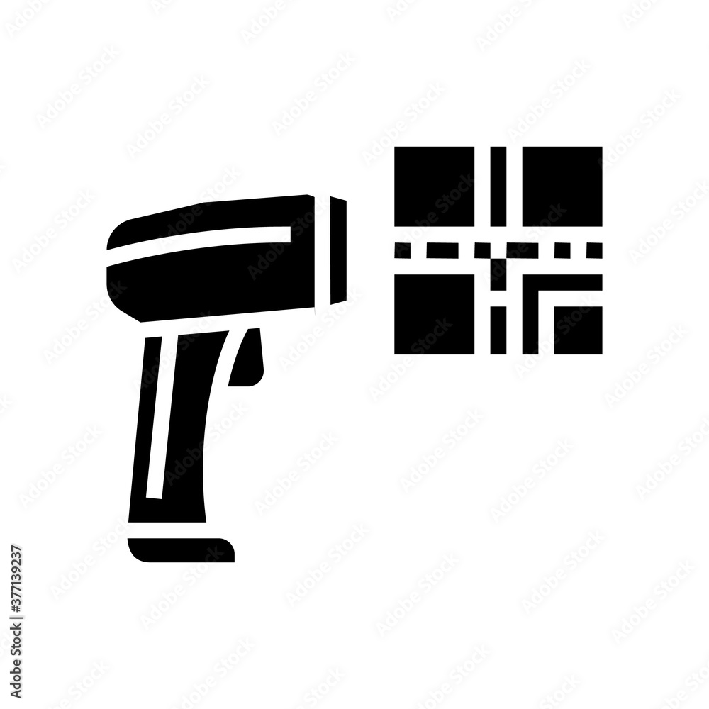 Obraz premium pistol for scanning bar code glyph icon vector. pistol for scanning bar code sign. isolated contour symbol black illustration