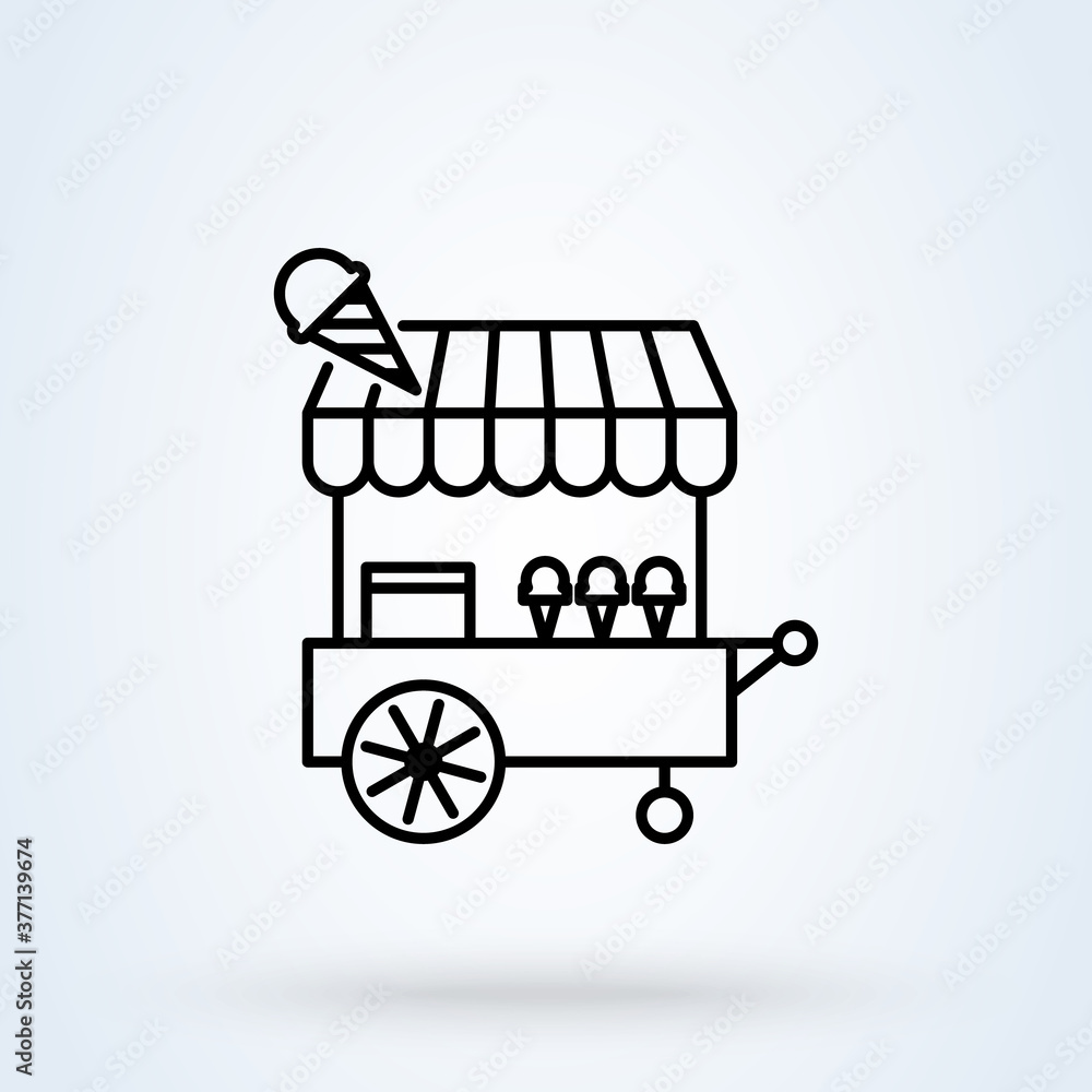 Ice cream cart. Vending machine clipart isolated on white background. Set of ice-cream icons and ice-cream shopping cart. Flat style design. illustration simple modern icon design illustration. Ice cream cart. Vending machine clipart isolated on white background. Set of ice-cream icons and ice-cream shopping cart. Flat style design. illustration simple modern icon design illustration.
