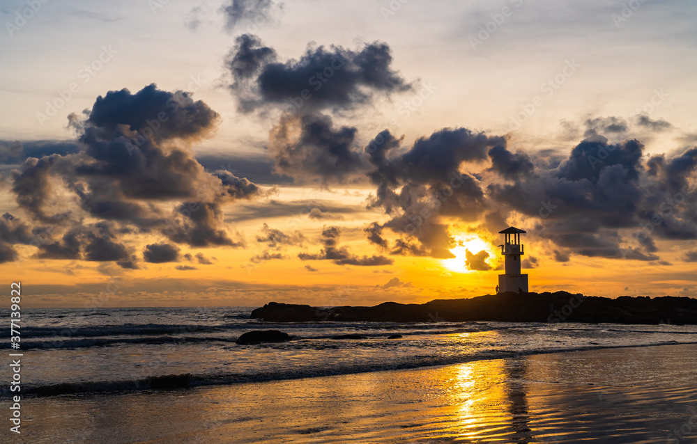 sunset over the sea in the evening