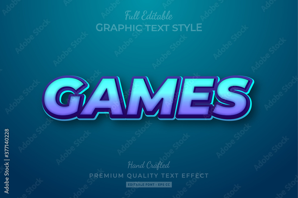 Games Editable 3D Text Style Effect Premium