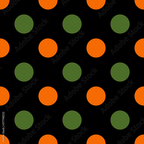 Autumn seamless polka patterns. Endless texture for wallpaper, background, wrapping. halloween and thanksgiving ornament. Orange, green, black colors