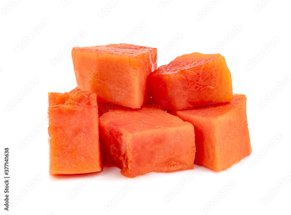 Ripe papaya slice isolated on white background Ripe papaya slice isolated on white background