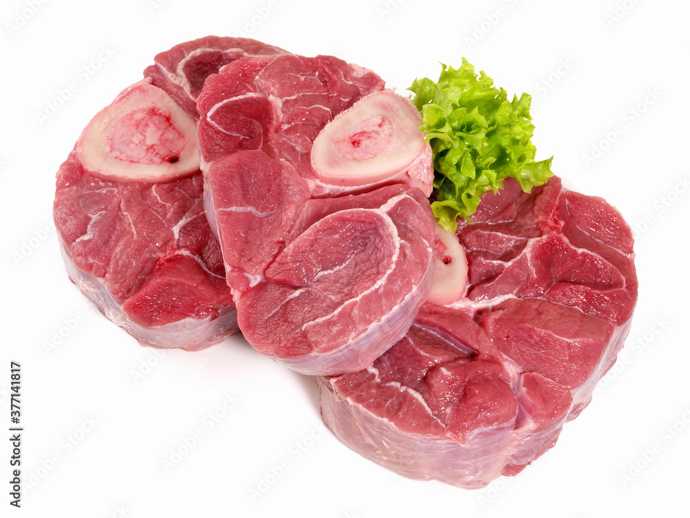 Veal Leg Slice - Osso Buco on white Background - Isolated Veal Leg Slice - Osso Buco on white Background - Isolated
