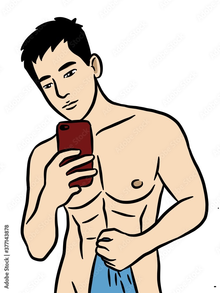 Fototapeta premium cartoon sexy man on white background