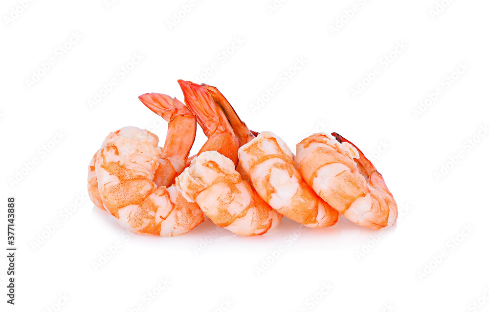 Cooked shrimps isolated on white backgroun