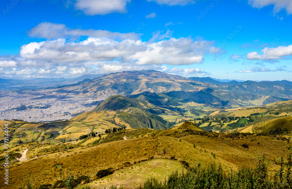 Landscape of Andes and Quito town from Teleferiqo lift 3945 m above sea level in Ecuador. Landscape of Andes and Quito town from Teleferiqo lift 3945 m above sea level in Ecuador.