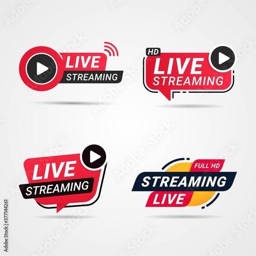 Live Streaming button, badge, logo, emblem label symbol vector illustration