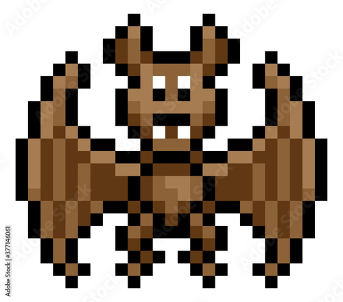 A Halloween vampire bay eight bit retro video game style pixel art icon