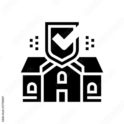 house security glyph icon vector. house security sign. isolated contour symbol black illustration