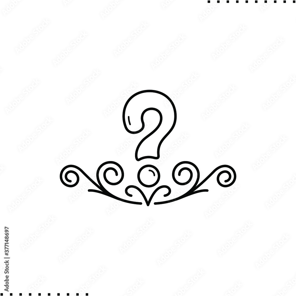 merry me, question mark with swirls vector icon in outlines