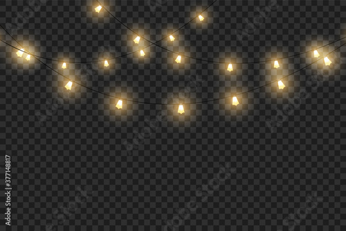 Set of warm light lamps garlands, holiday decorations