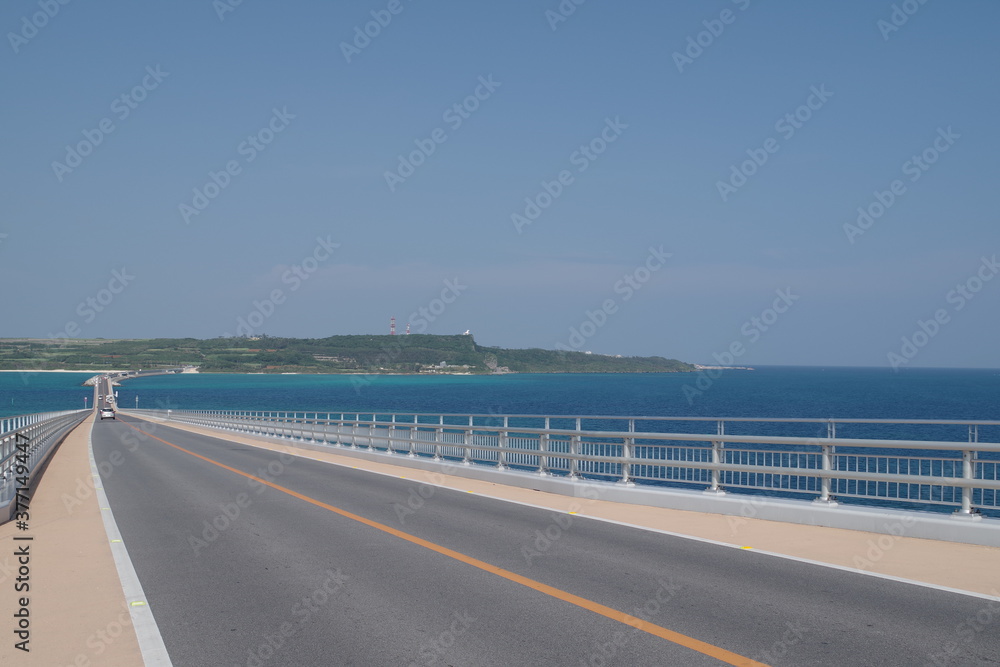 Irabe Bridge and beautiful sea scenery on Miyako Island, Okinawa Prefecture, Japan