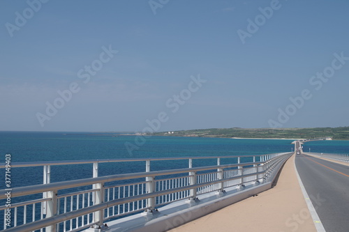 Irabe Bridge and beautiful sea scenery on Miyako Island  Okinawa Prefecture  Japan