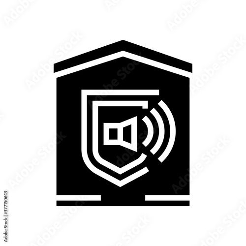 house sound signalization glyph icon vector. house sound signalization sign. isolated contour symbol black illustration