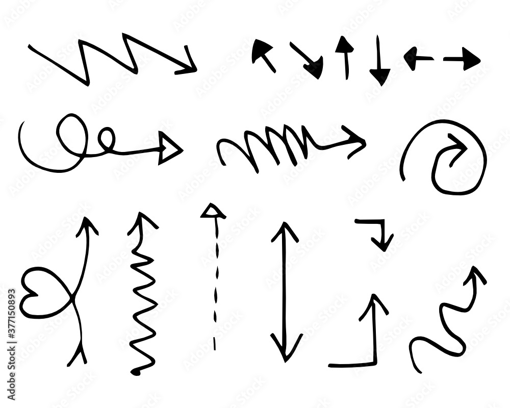 Set of arrow doodle on white background. Set of arrow doodle on white background.