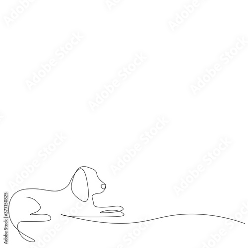 Dog relax line drawing vector illustration