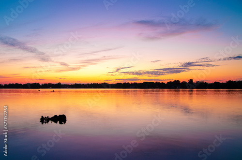 sunset over lake