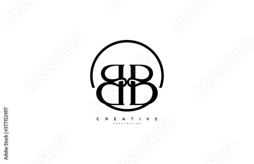 simple initial BB monogram serif circle style logo