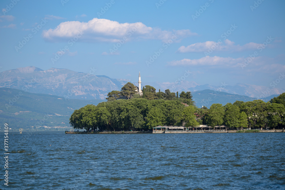 ioannina city in the summer , lake pavotis greece