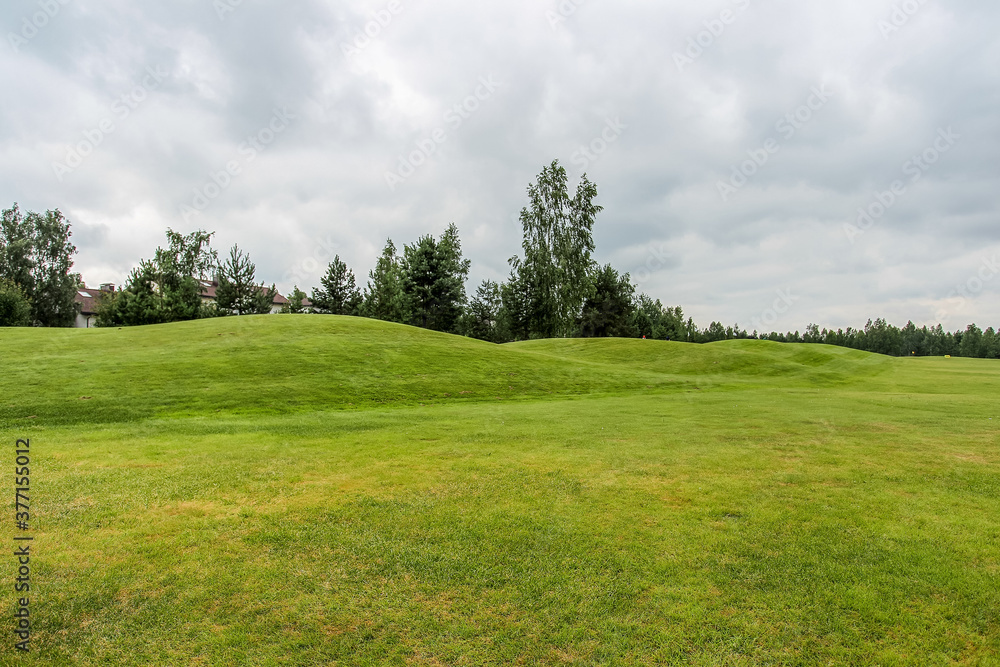 The Summer landscape golf course panorama and background. The Summer landscape golf course panorama and background.