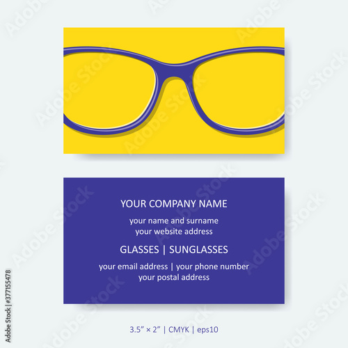 Vector business card template simple eye glasses design