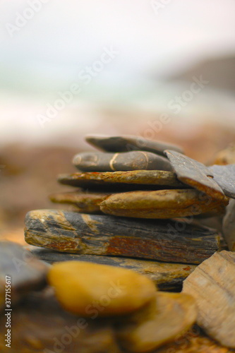 stack of stones on the beach
