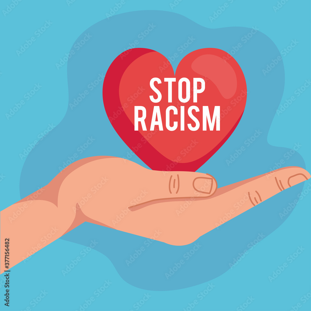 stop racism, with hand receiving heart, black lives matter concept vector illustration design stop racism, with hand receiving heart, black lives matter concept vector illustration design