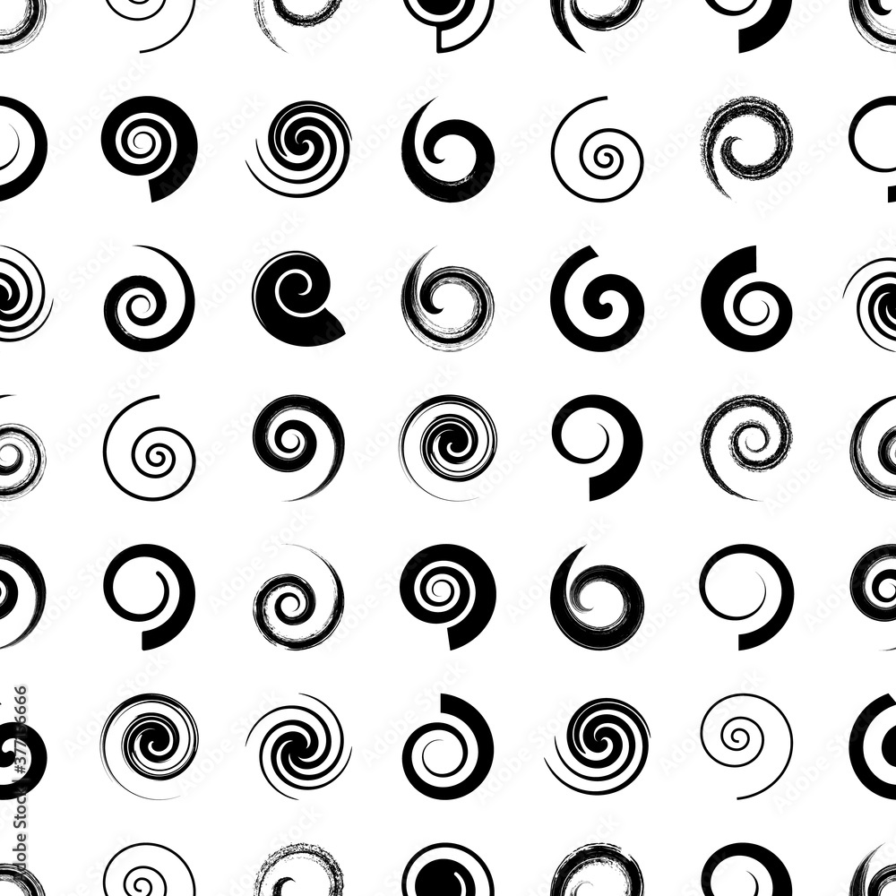 Black vector seamless pattern with spiral design elements Black vector seamless pattern with spiral design elements