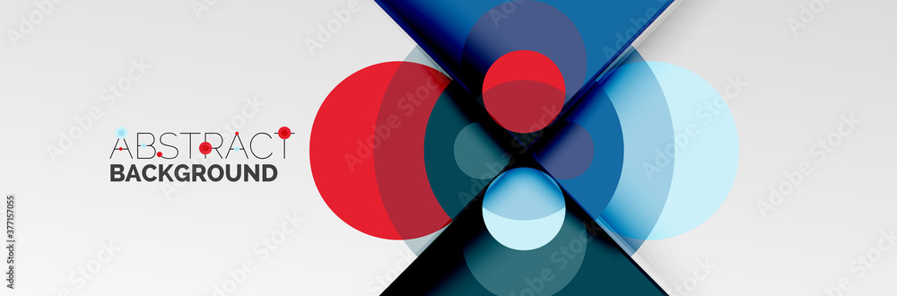 Bright color circles, abstract round shapes and triangles composition with shadow effects. Vector modern geometric design template Bright color circles, abstract round shapes and triangles composition with shadow effects. Vector modern geometric design template